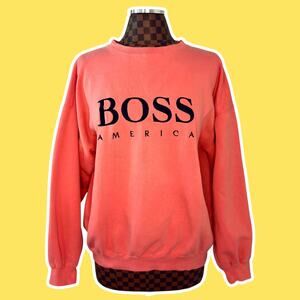 Hugo BOSS Pink Crewneck Sweatshirt Size XL Pullover Preppy Minimalist Classic
